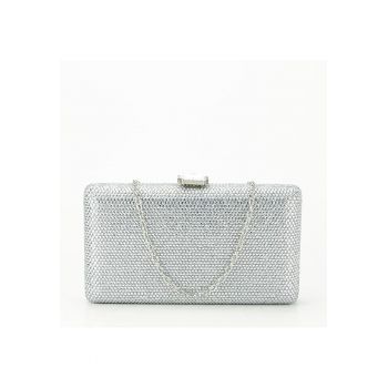 Geanta clutch verde cu pietricele BJH-715 06 15427 - Argintiu