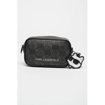 Geanta crossbody cu model monograma Ikon Mono - Negru/Alb murdar