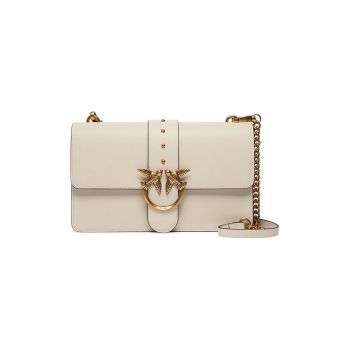 Geanta crossbody de piele cu doua compartimente - Bej