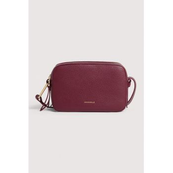 Geanta crossbody de piele cu doua compartimente Malory - Visiniu