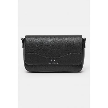Geanta crossbody de piele ecologica cu logo discret - Negru
