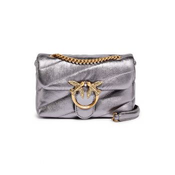 Geanta crossbody de piele Love Puff - Argintiu inchis