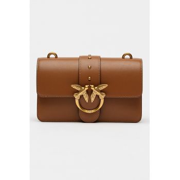Geanta crossbody din piele cu bareta din lant - Maro Siena
