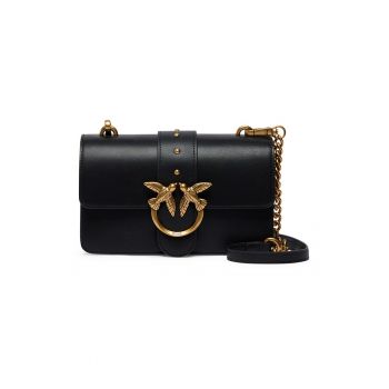 Geanta crossbody din piele cu bareta din lant - Negru
