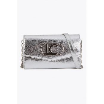 Geanta crossbody din piele ecologica cu bareta din lant - Argintiu