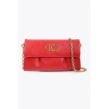 Geanta crossbody din piele ecologica cu lant - Rosu