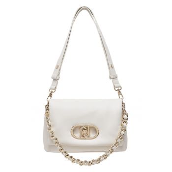 Geanta crossbody din piele ecologica cu logo LaPuffy - Alb murdar