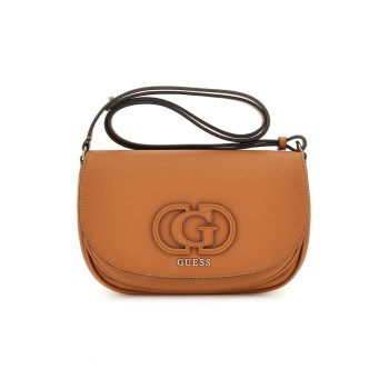 Geanta crossbody din piele ecologica cu logo metalic - Caramel