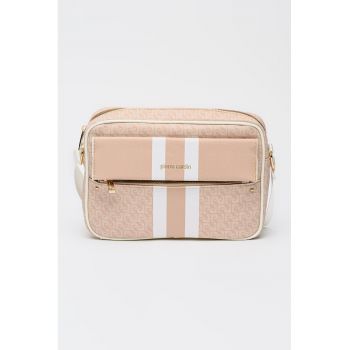 Geanta crossbody din piele ecologica cu model logo - Bej