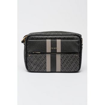 Geanta crossbody din piele ecologica cu model logo - Negru