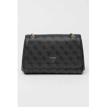 Geanta crossbody din piele ecologica cu model monograma Noelle - Gri carbune