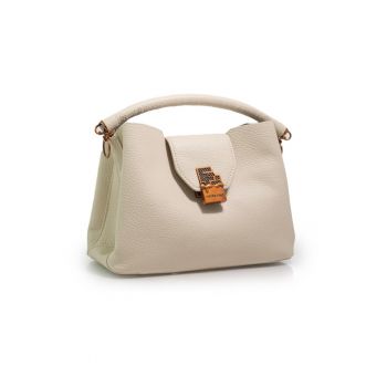 Geantă damă  3146 - piele naturală - bej - 30x15x10cm