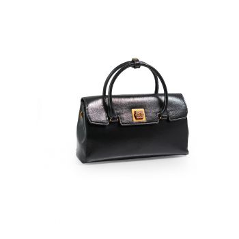 Geantă de damă  3322 - piele naturală - negru - 30x15x10cm