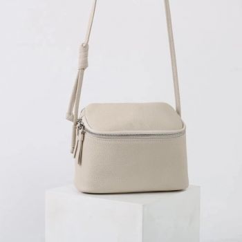 Geanta de dama, 99172, piele naturala, Crem