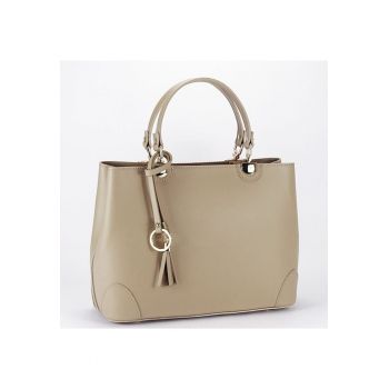 Geanta de talie mare din piele naturala M9 - Bej - 24x31x11