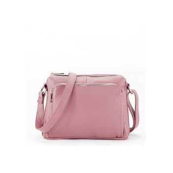 Geanta din piele naturala roz plamaniu Camelia 124 20221 - Roz pudrat