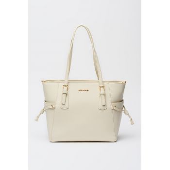 Geanta shopper cu buzunare laterale - Bej deschis