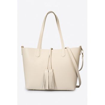 Geanta shopper cu canafi - Bej deschis
