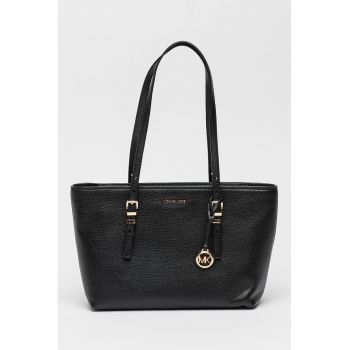 Geanta tote de piele Saffiano Jet Set Travel - Negru