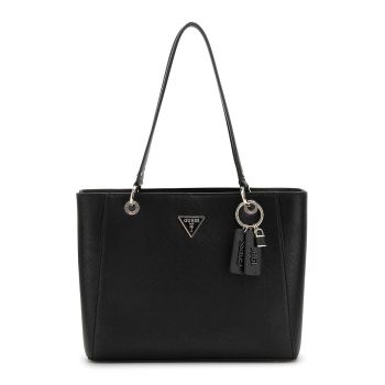 Geanta tote din piele ecologica cu pandantiv logo Noelle - Negru