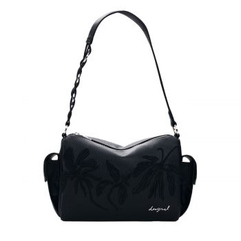 Medium bag embroidered with charms black
