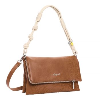 Medium bag with logo charm brown