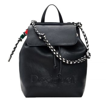 Medium woven backpack black
