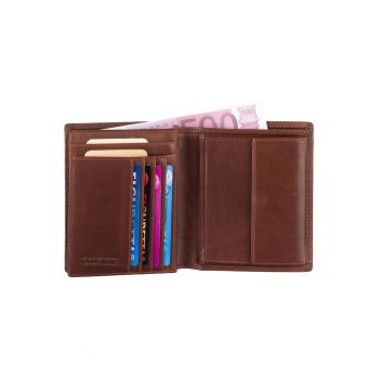 Portofel barbatesc  piele naturala maro - RFID - 10x12.5x2.5 cm