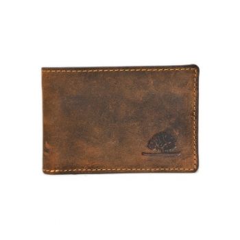 Portofel barbati piele naturala maro antichizat 10 x 7 cm (1660-25) - Vintage -