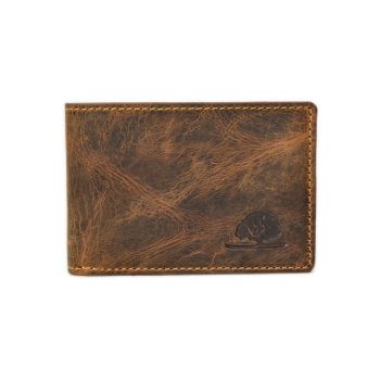 Portofel barbati piele naturala maro antichizat 10 x 7 cm - Vintage -