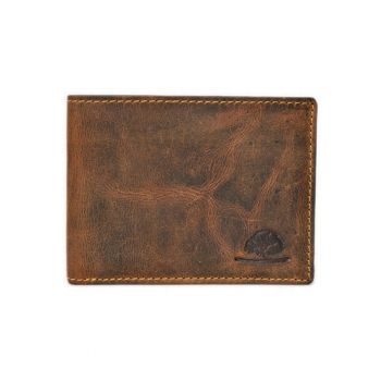 Portofel barbati piele naturala maro antichizat 11 x 8.5 x 1.5 cm - Vintage -