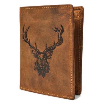 Portofel barbati piele naturala maro antichizat 9.5 x 12.5 x 2.5 cm - Vintage Hunting -