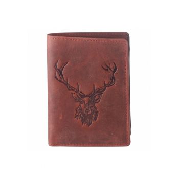 Portofel barbati piele naturala rosu 9.5 x 12.5 x 2.5 cm - Vintage Hunting -