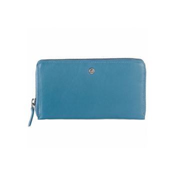 Portofel dama piele naturala 19 x 10.5 x 3 - Spongy Nappa - Greenbudwqfqdrry - Albastru - 19 x 10.5 x 3 cm