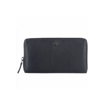 Portofel dama piele naturala 19 x 10.5 x 3 - Spongy Nappa - Greenbudwqfqdrry - Negru - 19 x 10.5 x 3 cm