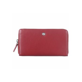 Portofel dama piele naturala 19 x 10.5 x 3 - Spongy Nappa - Greenbudwqfqdrry - Rosu - 19 x 10.5 x 3 cm