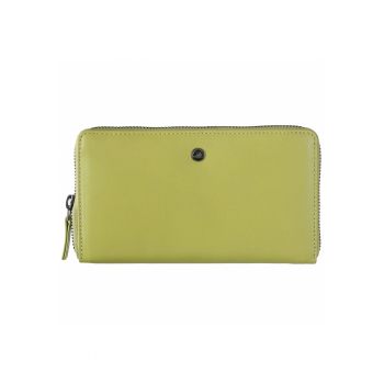 Portofel dama piele naturala 19 x 10.5 x 3 - Spongy Nappa - Greenbudwqfqdrry - Verde - 19 x 10.5 x 3 cm