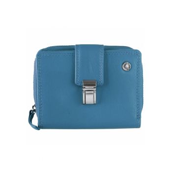 Portofel dama piele naturala 9.5 x 12.5 x 4 cm - Spongy Nappa - - Albastru