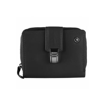 Portofel dama piele naturala 9.5 x 12.5 x 4 cm - Spongy Nappa - - Negru