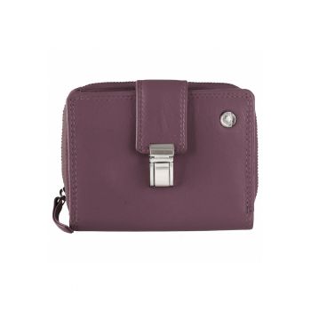 Portofel dama piele naturala 9.5 x 12.5 x 4 cm - Spongy Nappa - - Visiniu