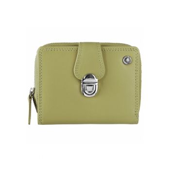 Portofel dama piele naturala 9 x 11 x 3.5 cm - Spongy Nappa - - Verde