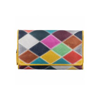Portofel dama piele naturala multicolor 17 x 10.5 x 4 cm - Candy Shop -