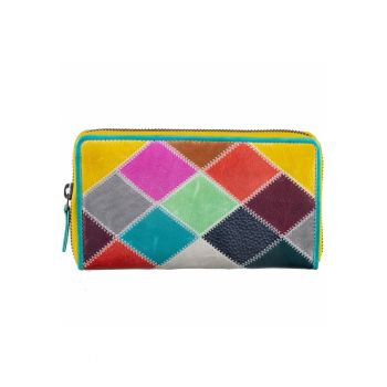 Portofel dama piele naturala multicolor 18.5 x 10 x 2.5 cm - Candy Shop zickzack -