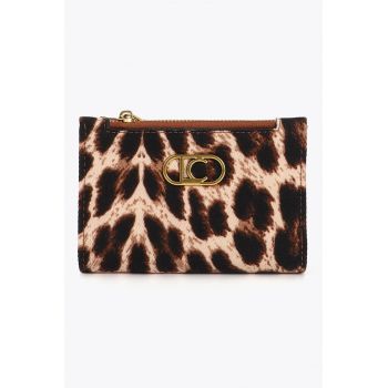 Portofel pliabil cu model animal print - Maro
