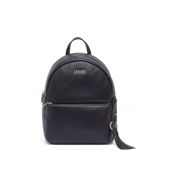 Rucsac cu buzunar frontal si accesoriu cu canaf - Negru