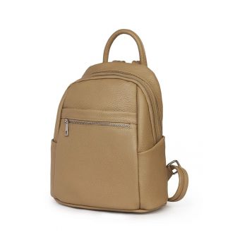 Rucsac dama  bej - piele naturala - 31x27x13cm - doua compartimente
