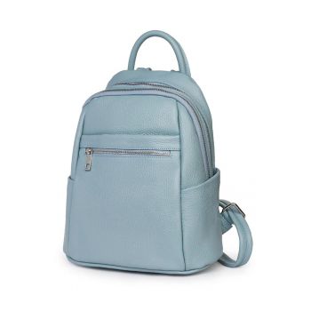 Rucsac dama  Jonathan - piele naturala - 2 compartimente - albastru - 31x27x13cm