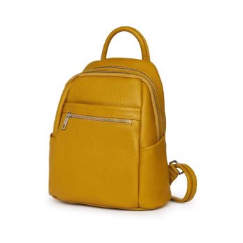 Rucsac dama -  Jonathan - piele naturala - galben mustar - 31x27x13cm