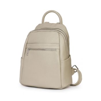 Rucsac dama  Jonathan - piele naturala - gri - 31x27x13cm - cu doua compartimente