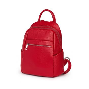 Rucsac dama -  Jonathan - piele naturala - rosu - 31x27x13cm